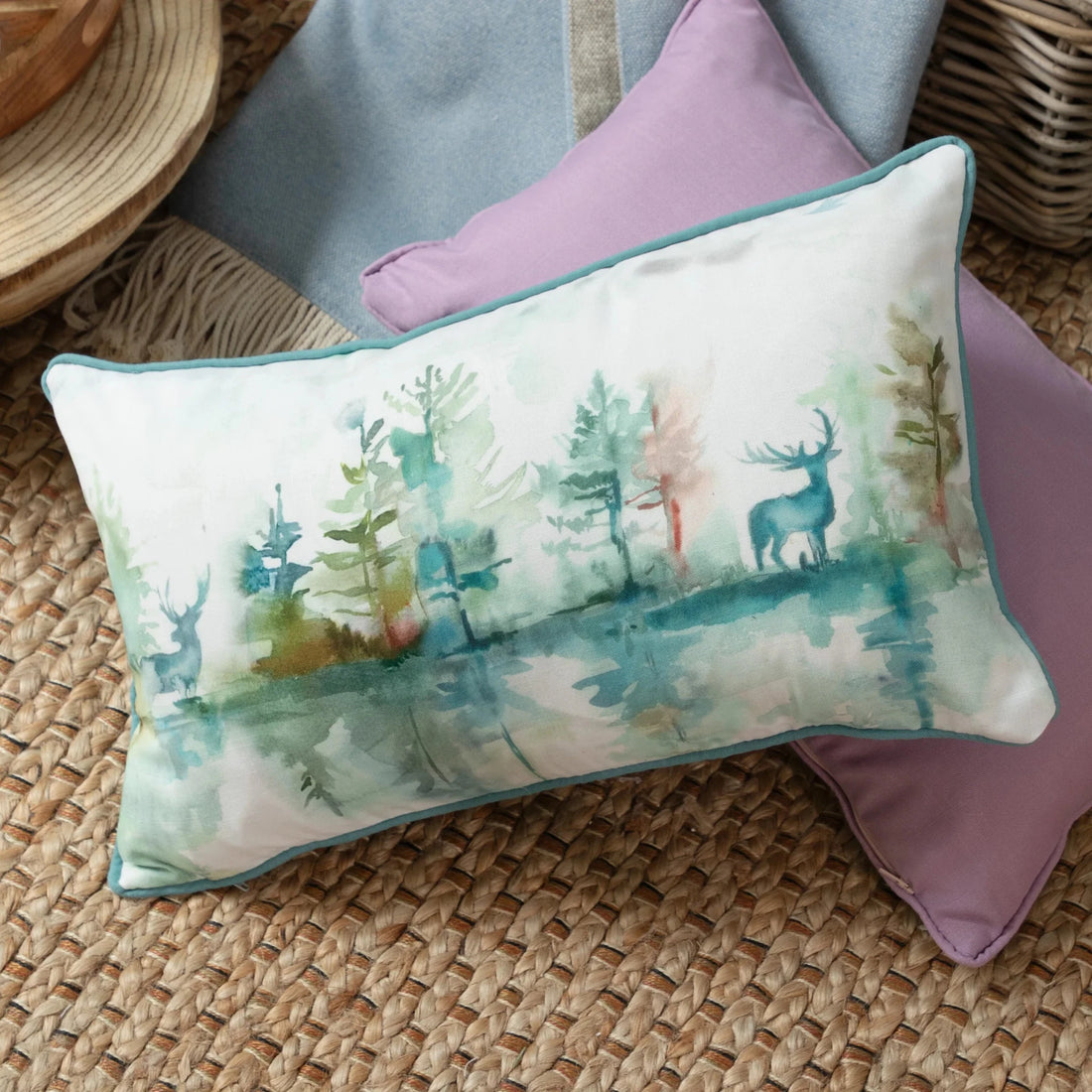 Voyage Maison Wilderness Outdoor Cushion Teal 30cm x 50cm