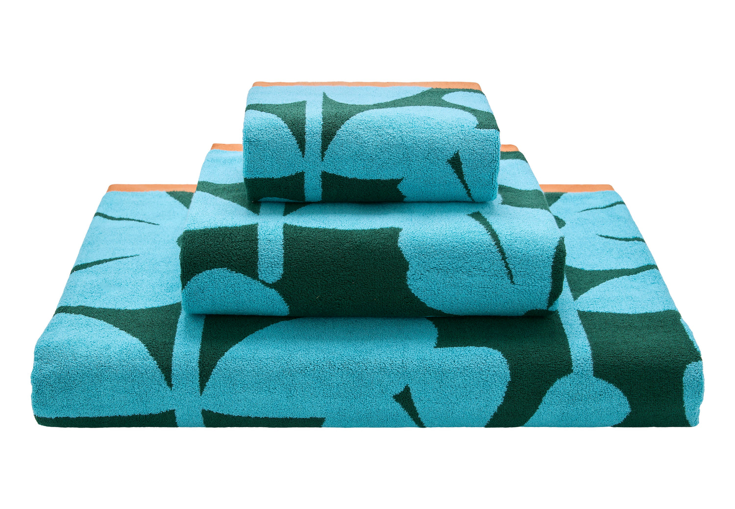 Orla Kiely Wildflower Towels Blue Lagoon