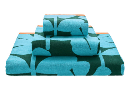 Orla Kiely Wildflower Towels Blue Lagoon