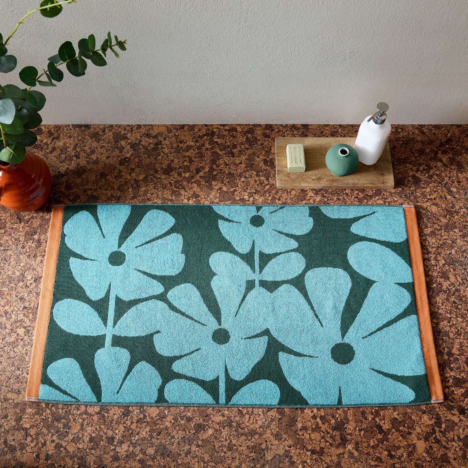 Orla Kiely Wildflower Towels Blue Lagoon