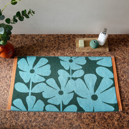 Orla Kiely Wildflower Towels Blue Lagoon