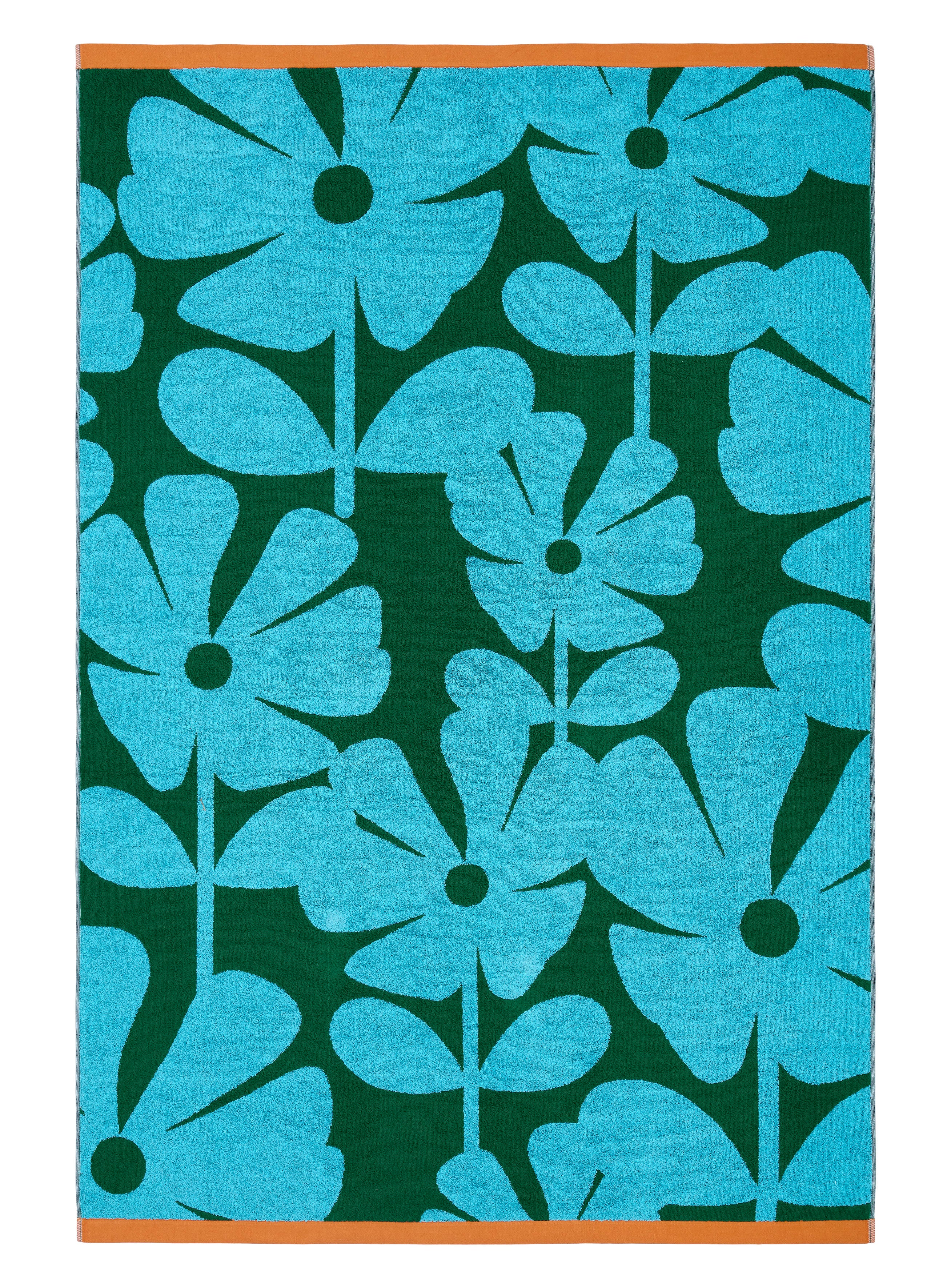 Orla Kiely Wildflower Towels Blue Lagoon