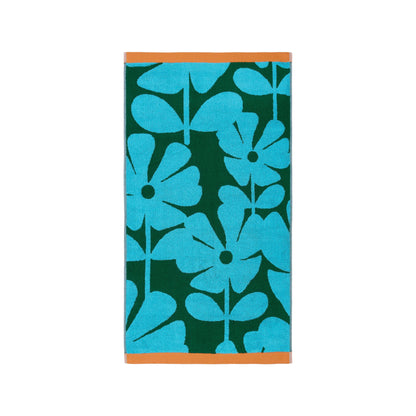 Orla Kiely Wildflower Towels Blue Lagoon