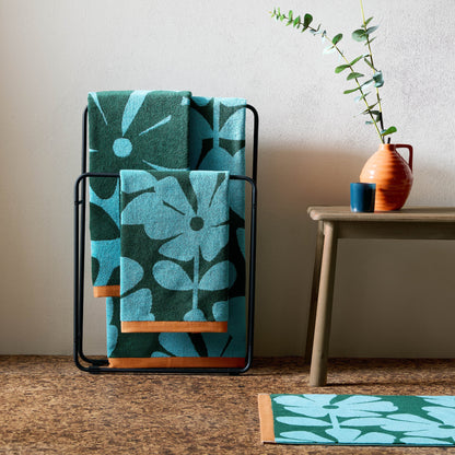 Orla Kiely Wildflower Towels Blue Lagoon