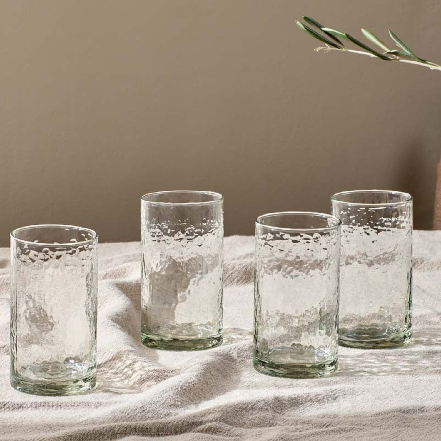 Nkuku Yala Hammered Highball Clear Glass Set of 4