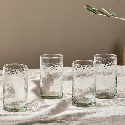 Nkuku Yala Hammered Highball Clear Glass Set of 4