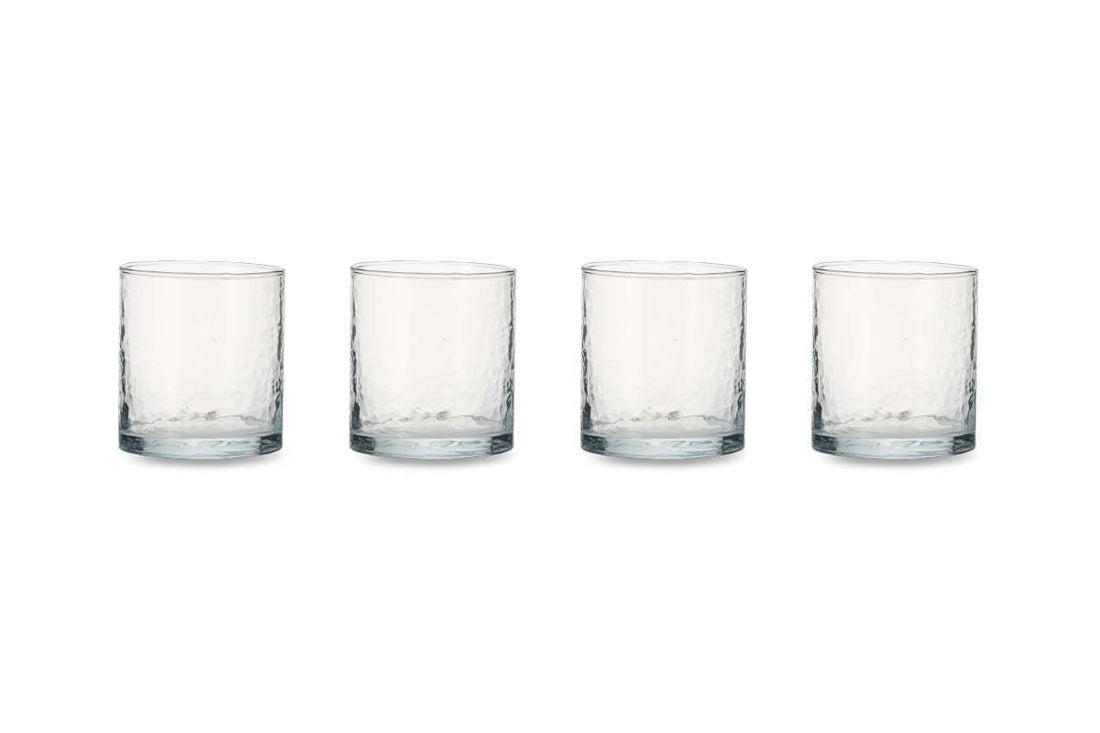 Nkuku Yala Hammered Tumbler Clear Glass Set of 4