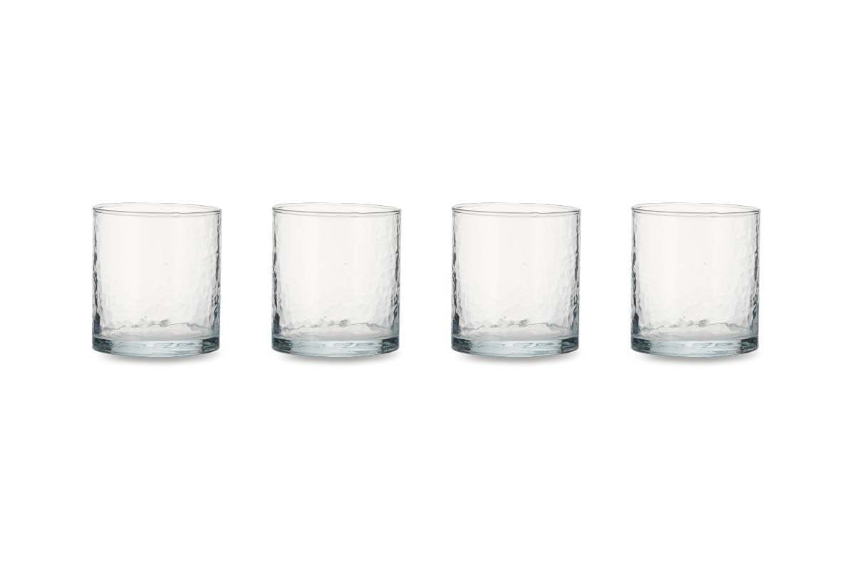 Nkuku Yala Hammered Tumbler Clear Glass Set of 4