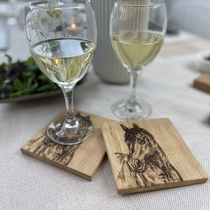 Scottish Made Horse Oak Coasters Set of 2