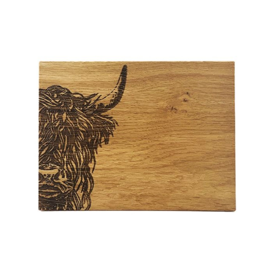 Oak Bar Board Highland Cow