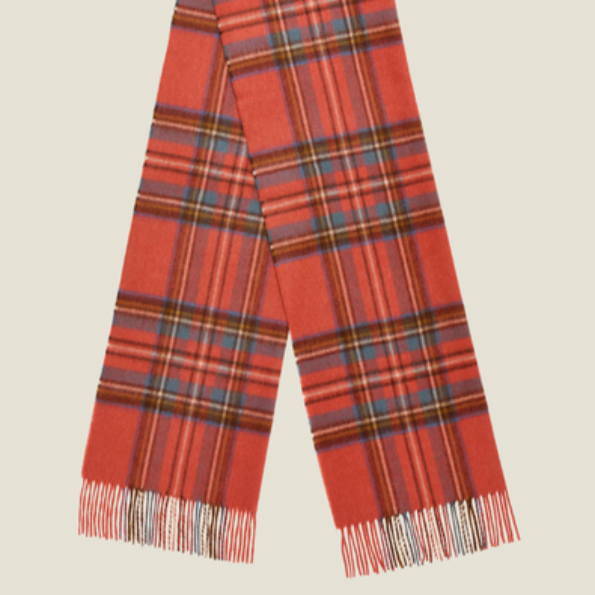 a red and blue plaid scarf