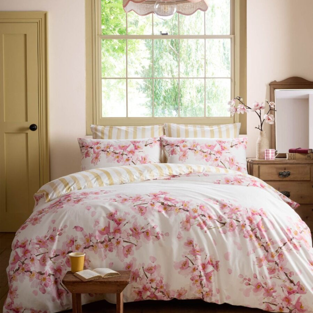 Bluebellgray Cherry Blossom Duvet Cover Set Pink