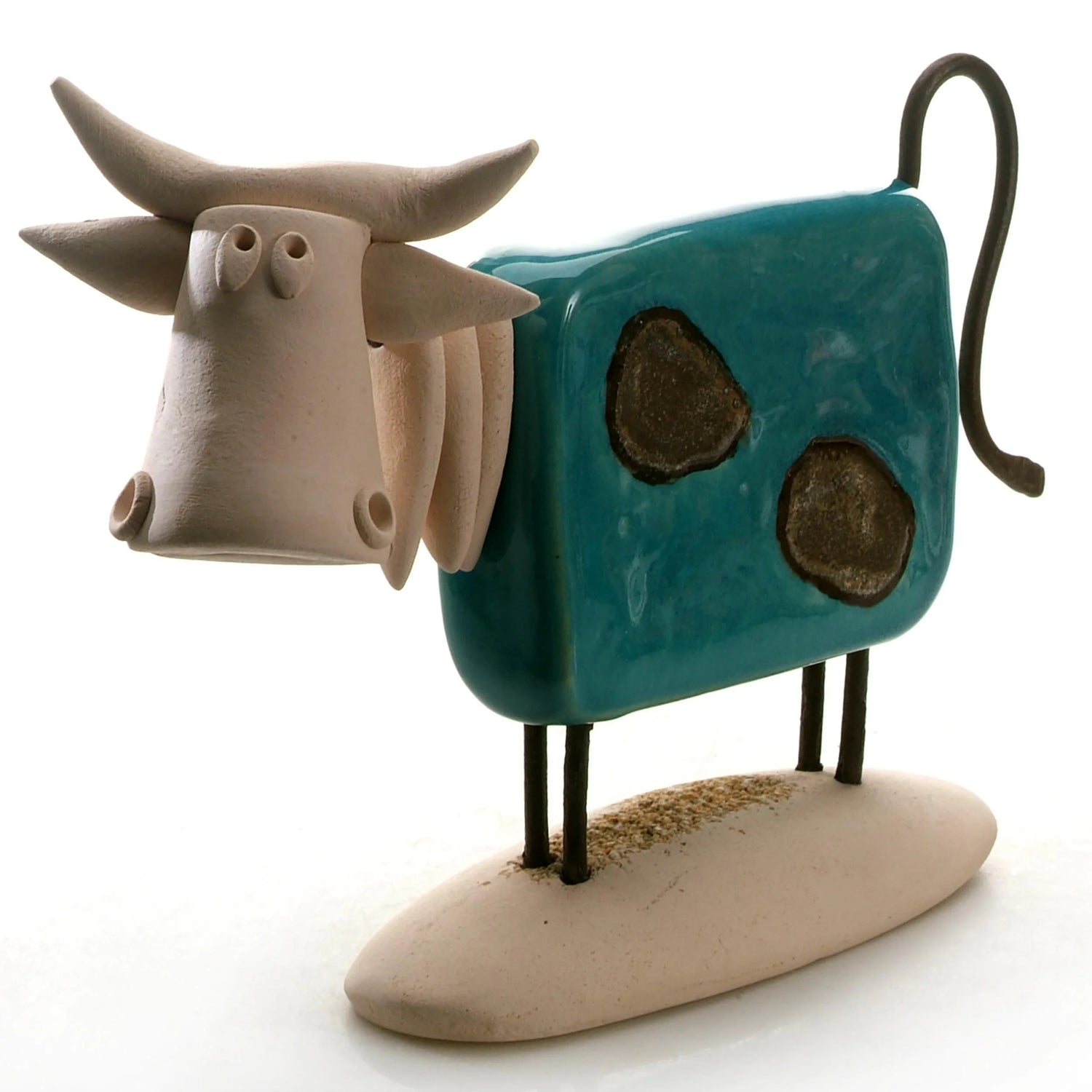 Enigma Stylish Moo Cow Large Sculpture Blue