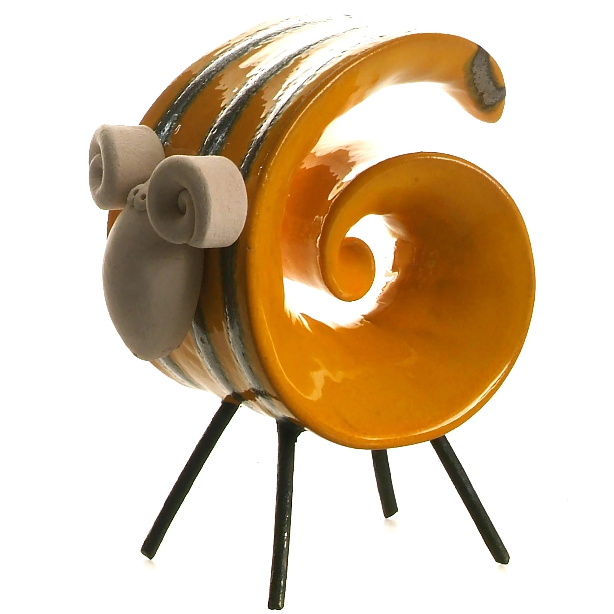 a yellow and black spiral shaped object