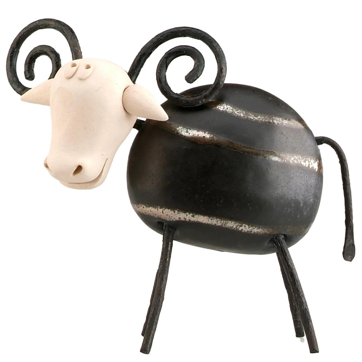 Enigma Metal Horn Ram Sculpture