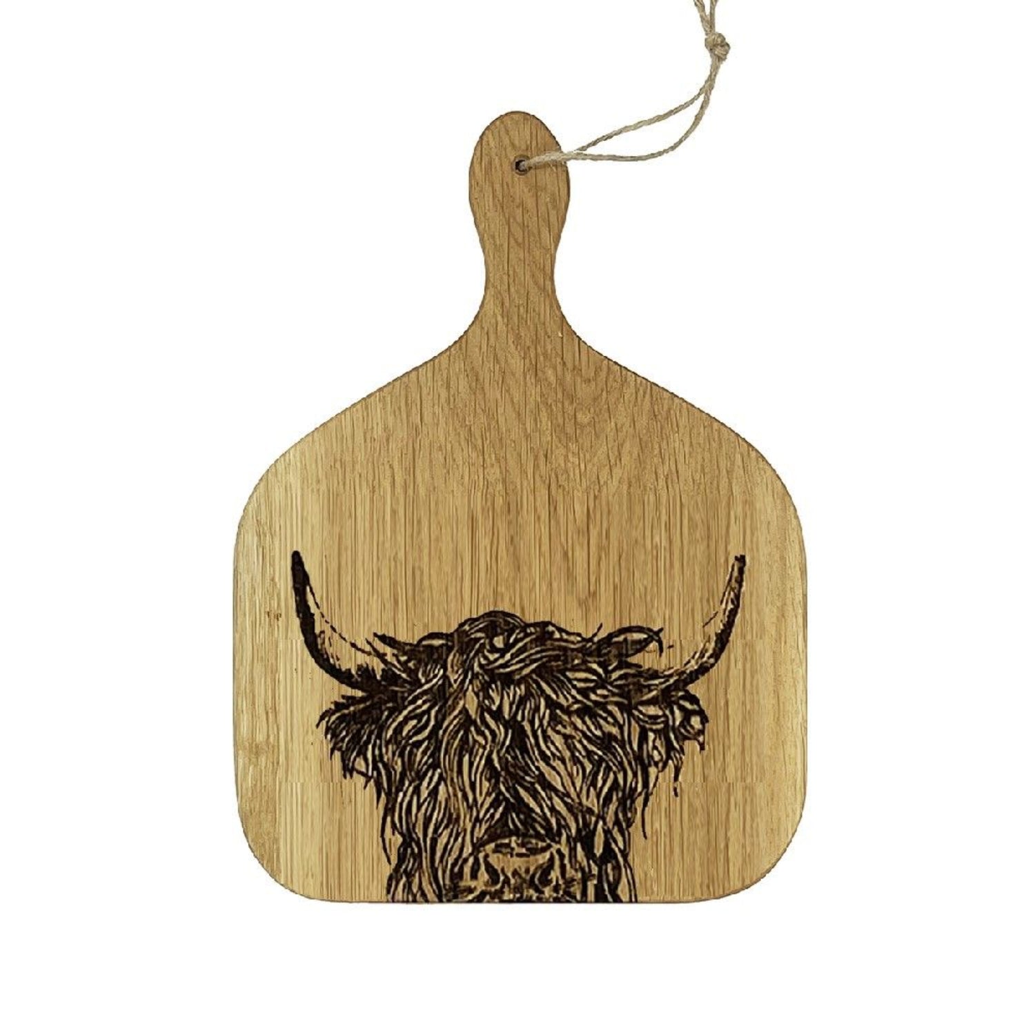 Selbrae House Oak Hanging Paddle Highland Cow medium