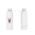 Two white water bottles with a highland cow design and Emily Smith name in pink on a white background