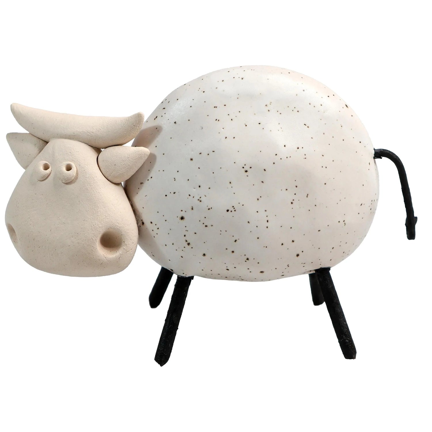 Enigma Ceramic Happy Cow Sculpture White