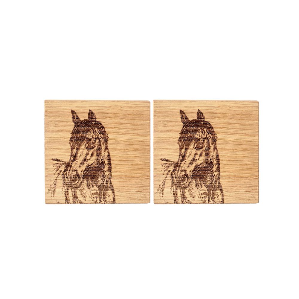 Scottish Made Horse Oak Coasters Set of 2