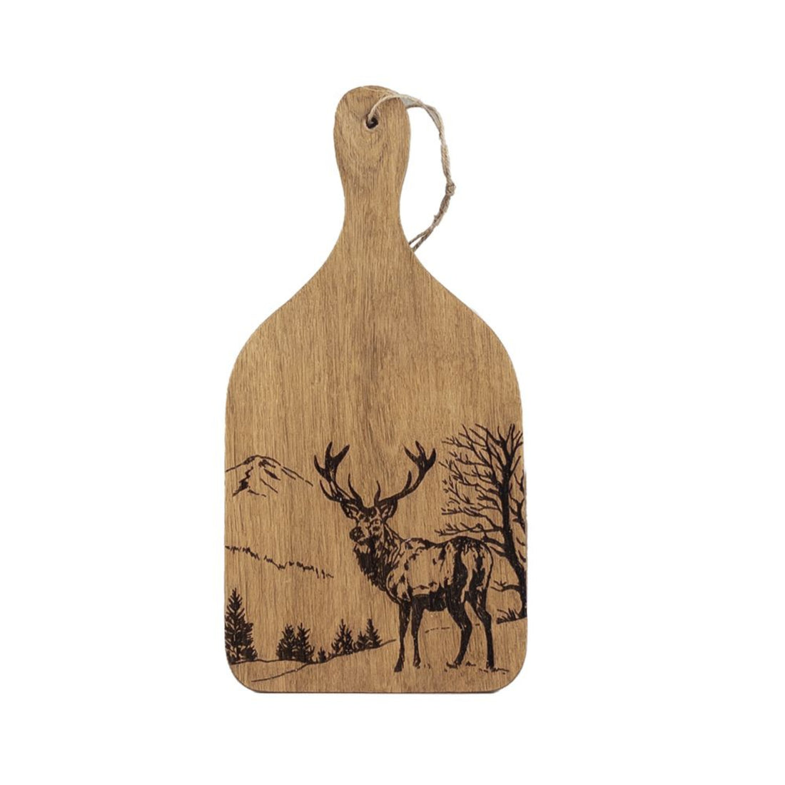 Oak Wooden cutting board with stag design on a oak background