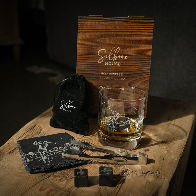 The Just Slate Company Golf Whiskey Glass Gift Set