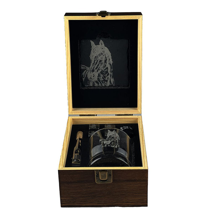 Just Slate Company Horse Whiskey Glass Drinks Gift Set