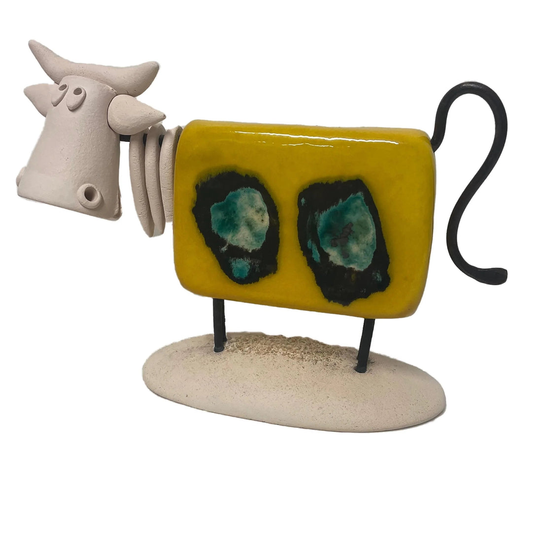 Enigma Stylish Moo Cow Large Sculpture Yellow