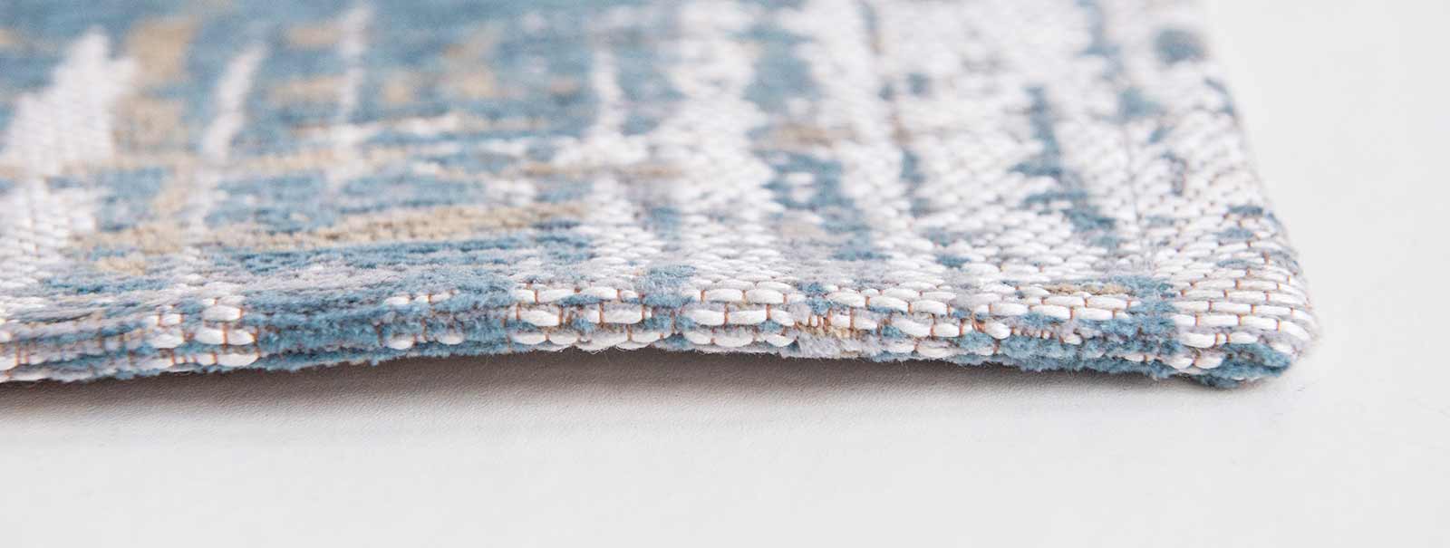 close up of a blue and white fabric