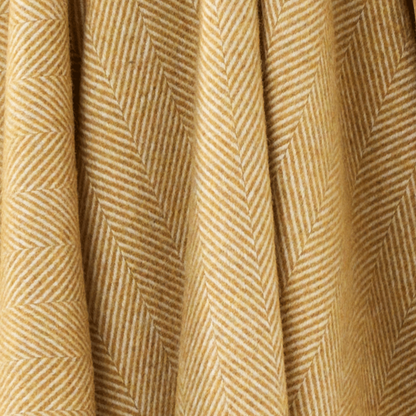 Bronte by Moon Herringbone Lambswool Throw Gold