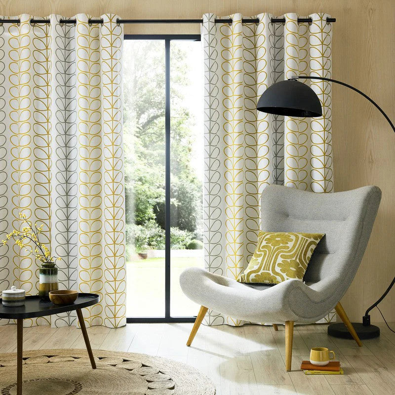 Orla Kiely Trio Eyelet Curtains Ochre - Packing Opened