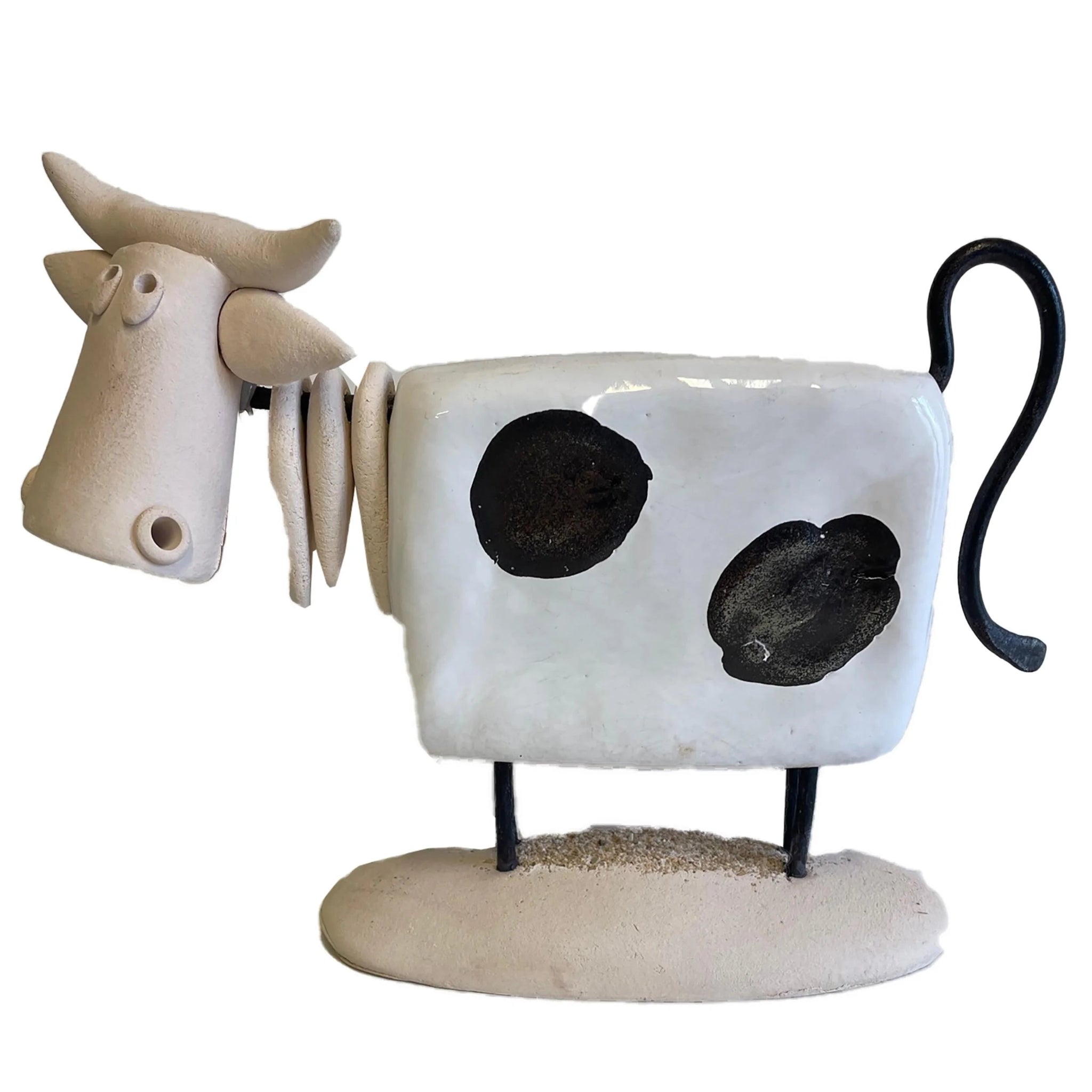 Enigma Stylish Moo Cow Large Sculpture White &amp; Black