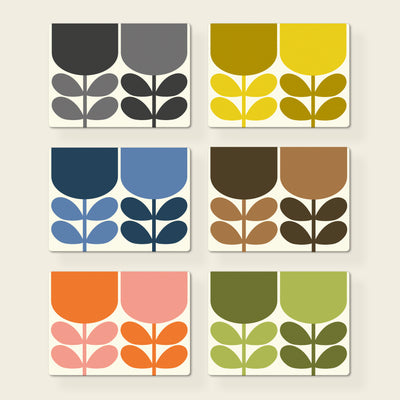 Orla Kiely Block Flower Set of Six Coaster or Placemats