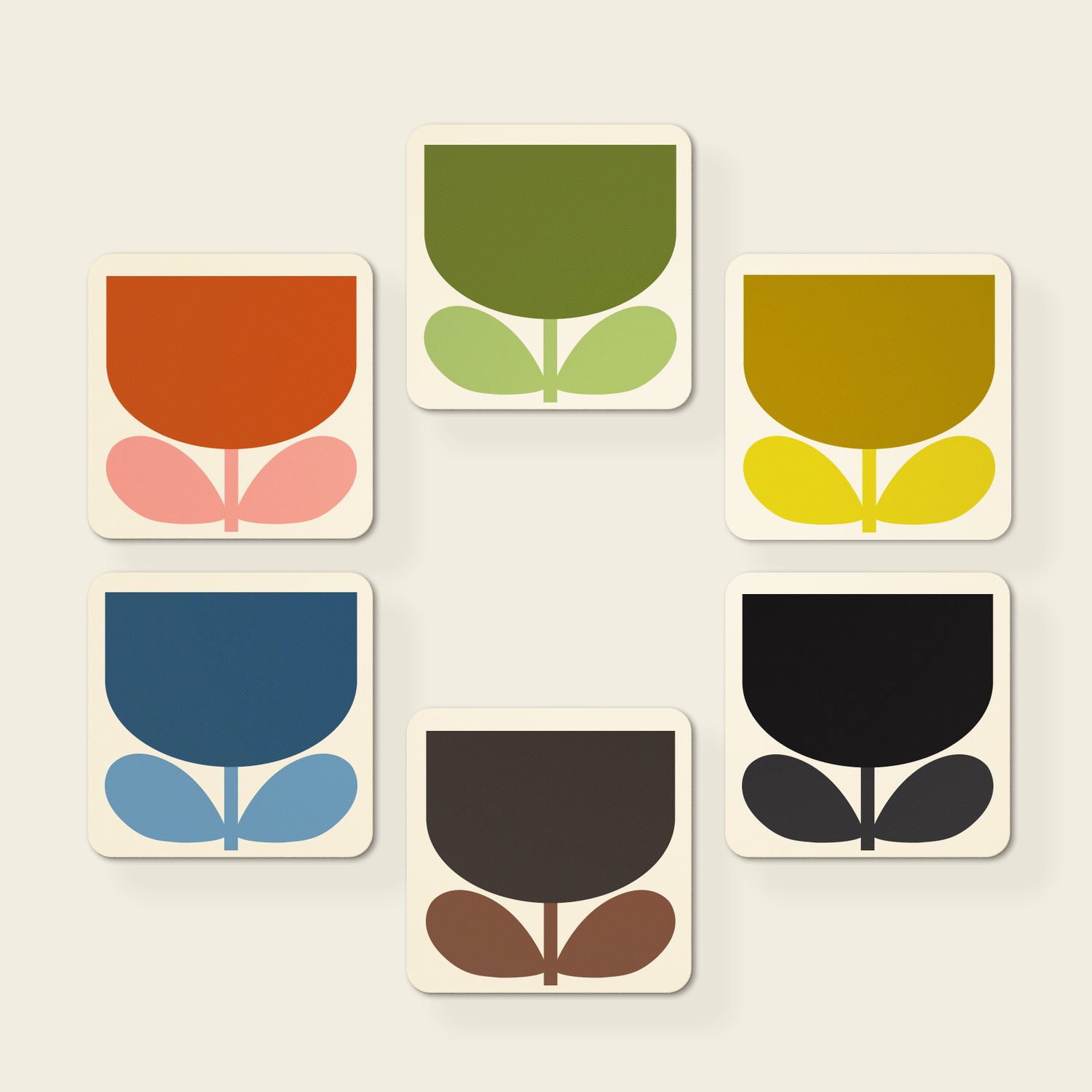 Orla Kiely Block Flower Set of Six  Placemats