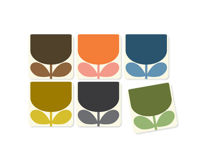 Orla Kiely Block Flower Set of Six Coaster or Placemats