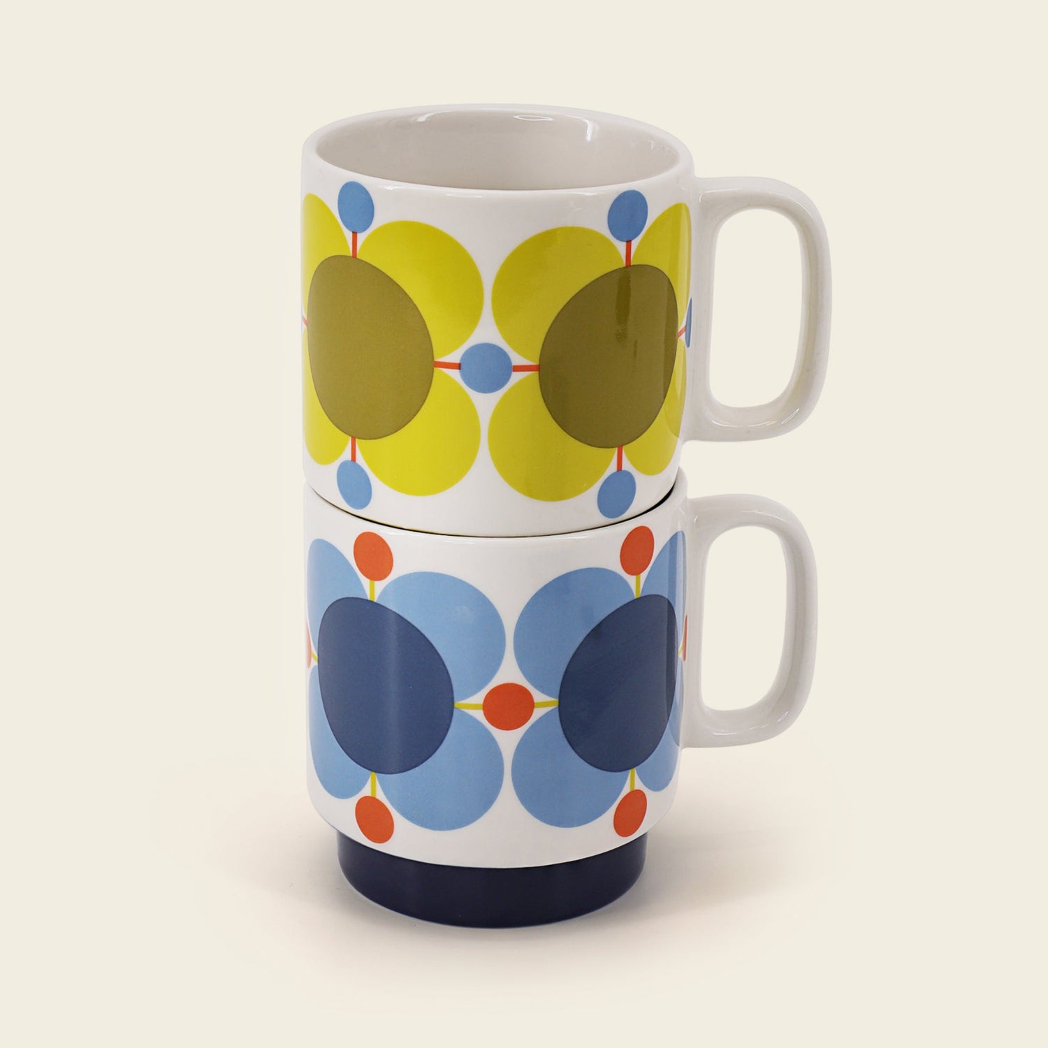 Orla Kiely Stacking mugs sky &amp; sunflower