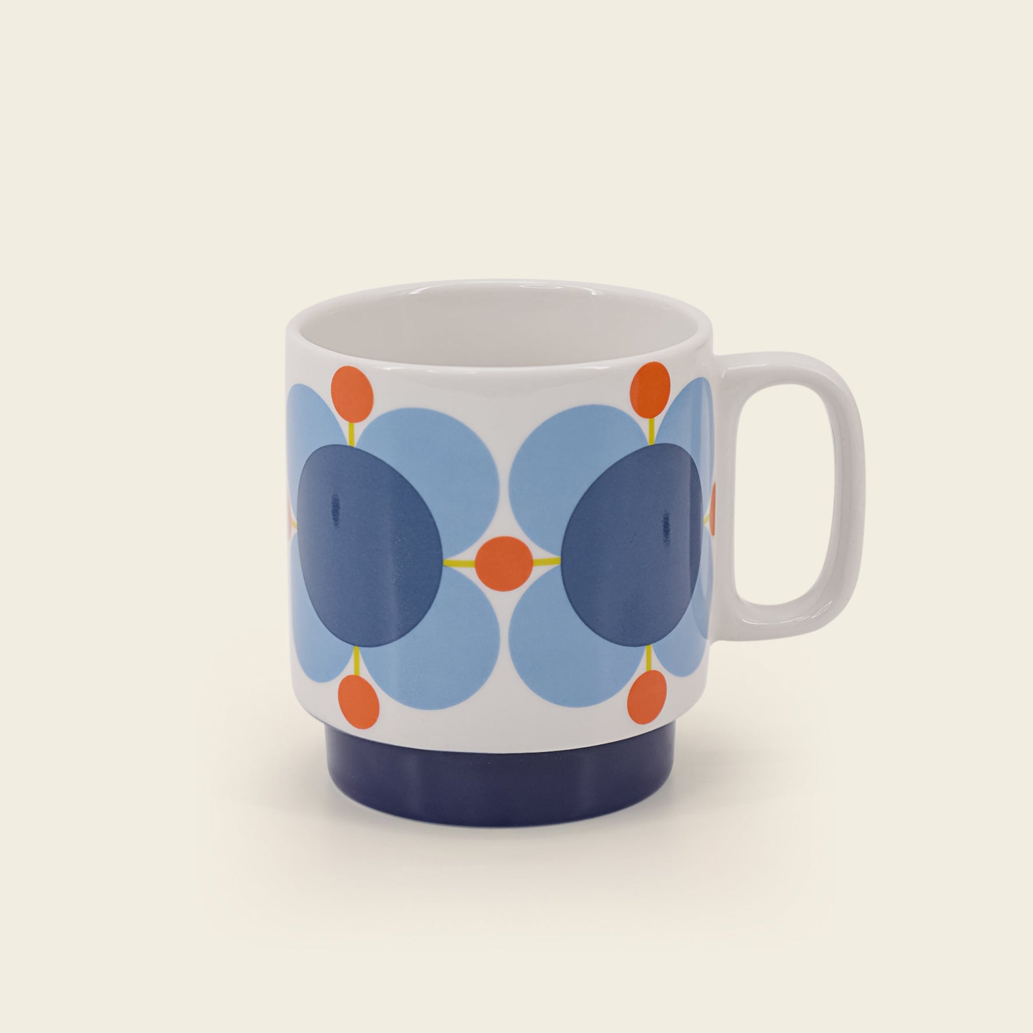 Orla Kiely Atomic Flower Set of Two Mugs Sky &amp; Sunflower 330ml