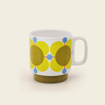 Orla Kiely Atomic Flower Set of Two Mugs Sky &amp; Sunflower 330ml