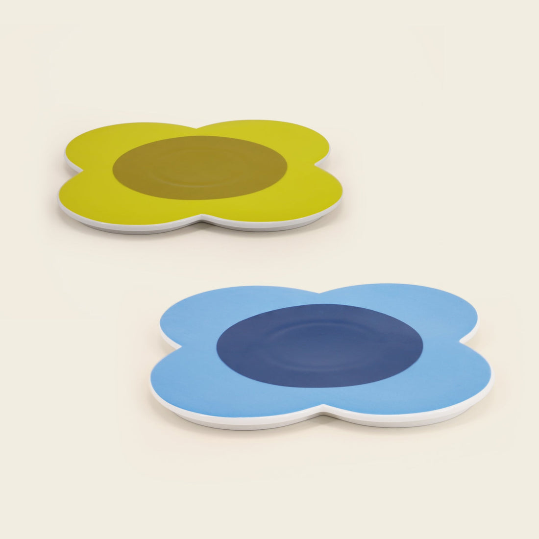 Orla Kiely Set of Two Ceramic Trivets Sunflower Yellow &amp; Sky Blue