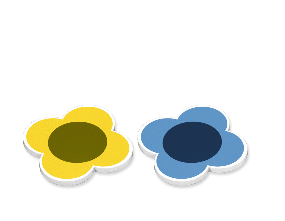Orla Kiely Set of Two Ceramic Trivets Sunflower Yellow & Sky Blue
