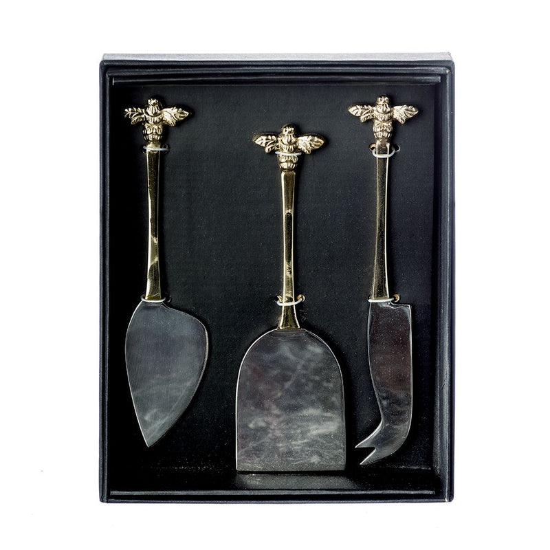Just Slate Company 3 Gold Bee Cheese Knives