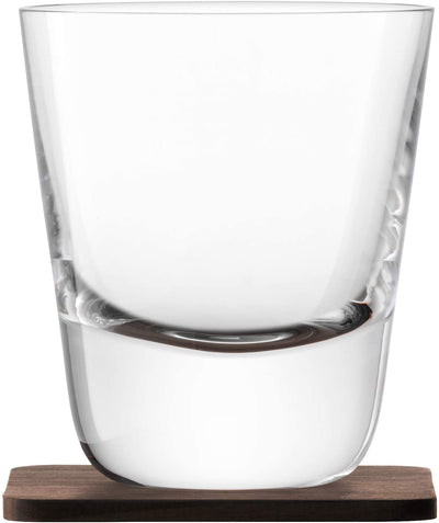 LSA International Whisky Arran Tumbler 250ml Clear & Walnut Coaster x 2