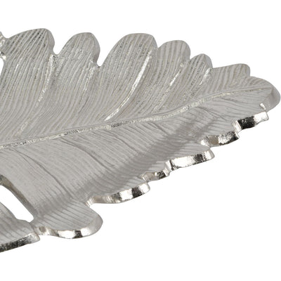 The Libra Company Large Feather Platter in Nickel Finish close up