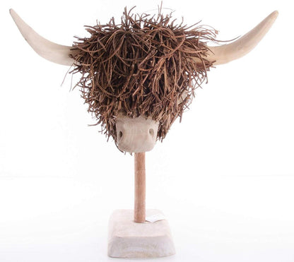 Voyage Maison Highland Cow Wooden Sculpture With Stand