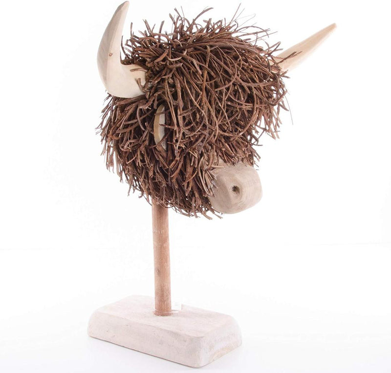 Voyage Maison Highland Cow Wooden Sculpture With Stand