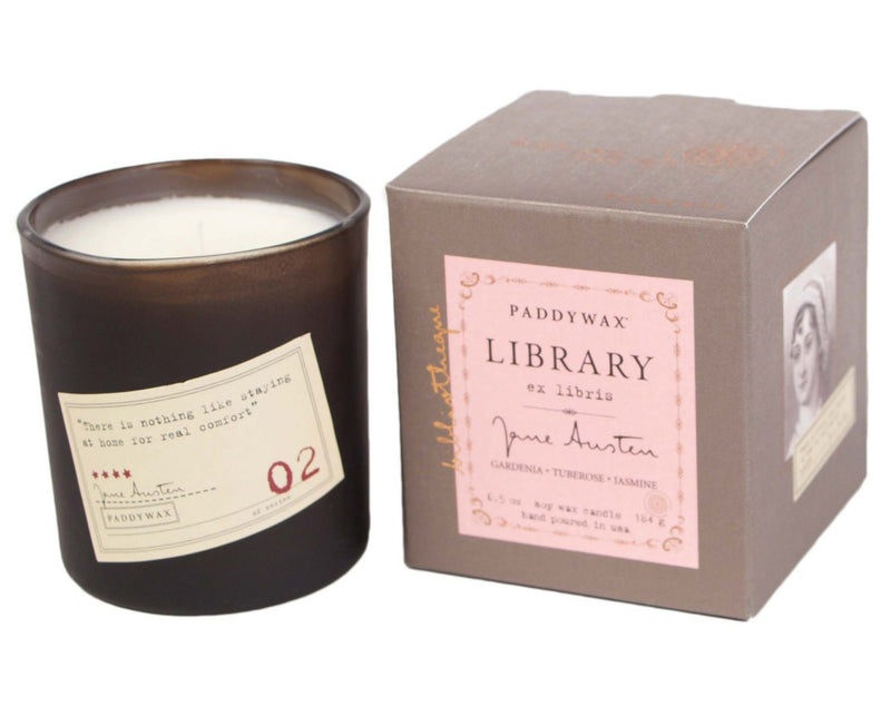 Paddywax Library Collection Jane Austen Candle 6oz, Gardenia Tuberose & Jasmine