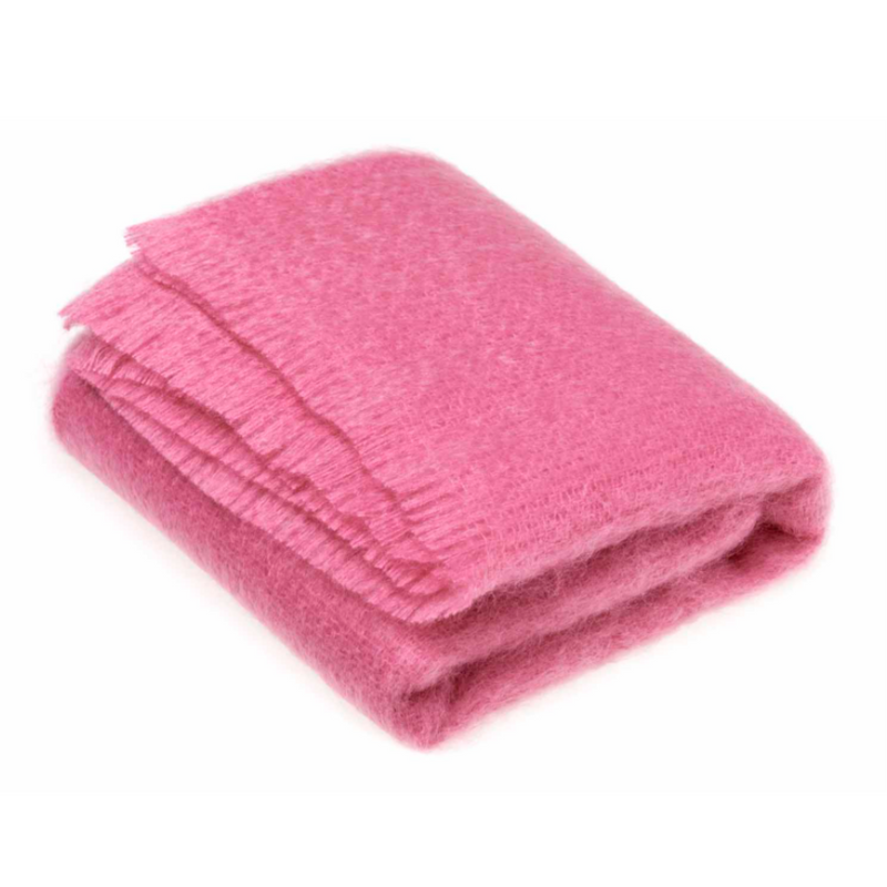 Bronte By Moon Luxury Mohair Throw  Fuschia Pink