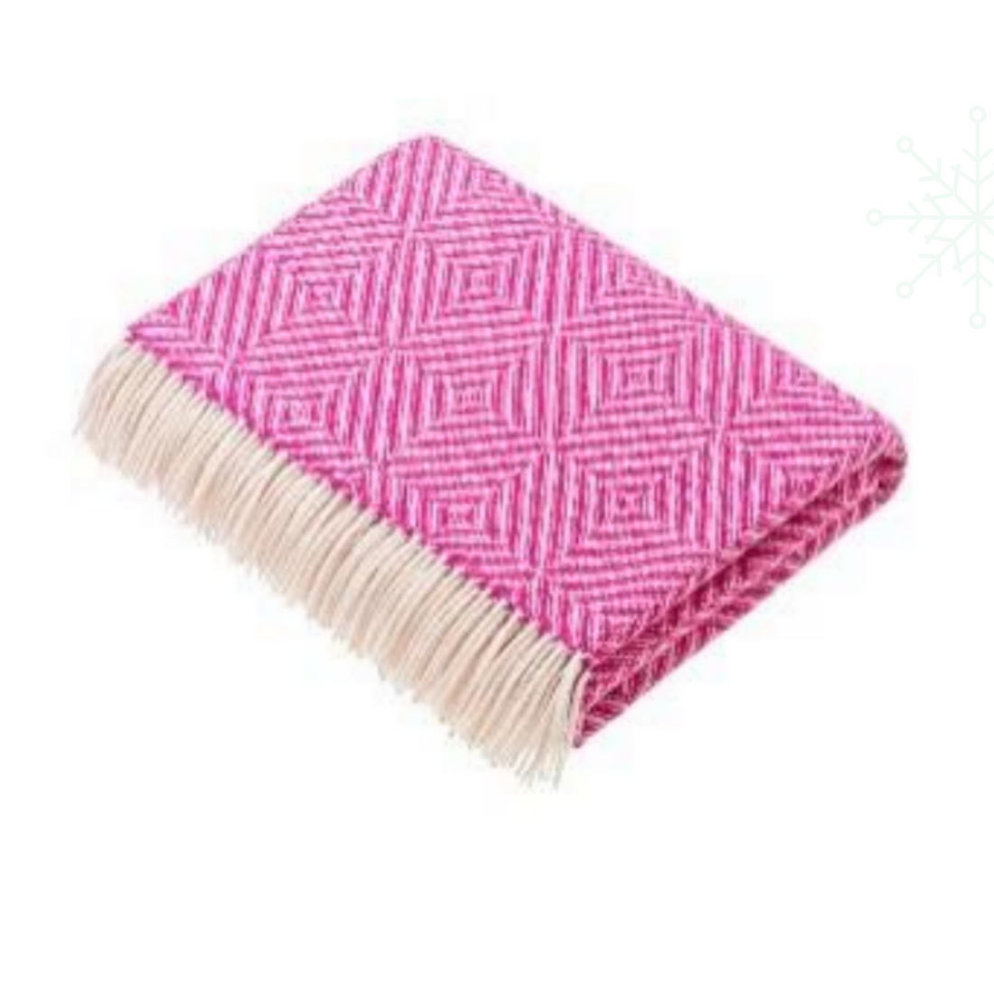 Bronte by Moon Bright Diamond Wool Throw Fuschia Pink British Made