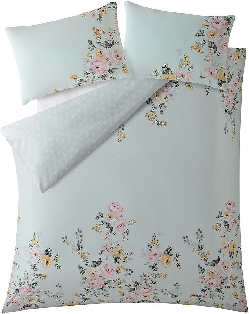 Cath Kidston Vintage Bunch Mint Floral Duvet Cover & Pillowcase Set