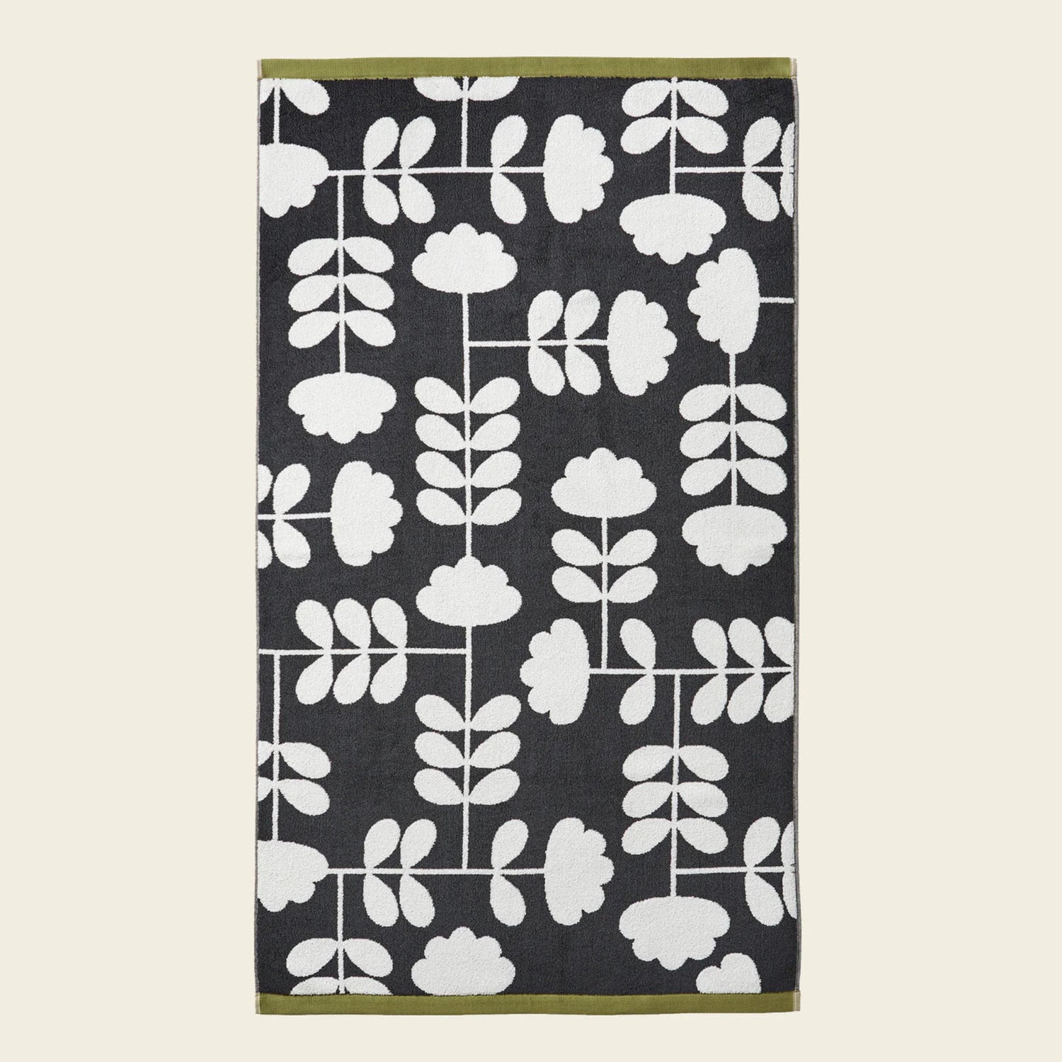 Orla Kiely Cut Stem Towels Moss/Charcoal