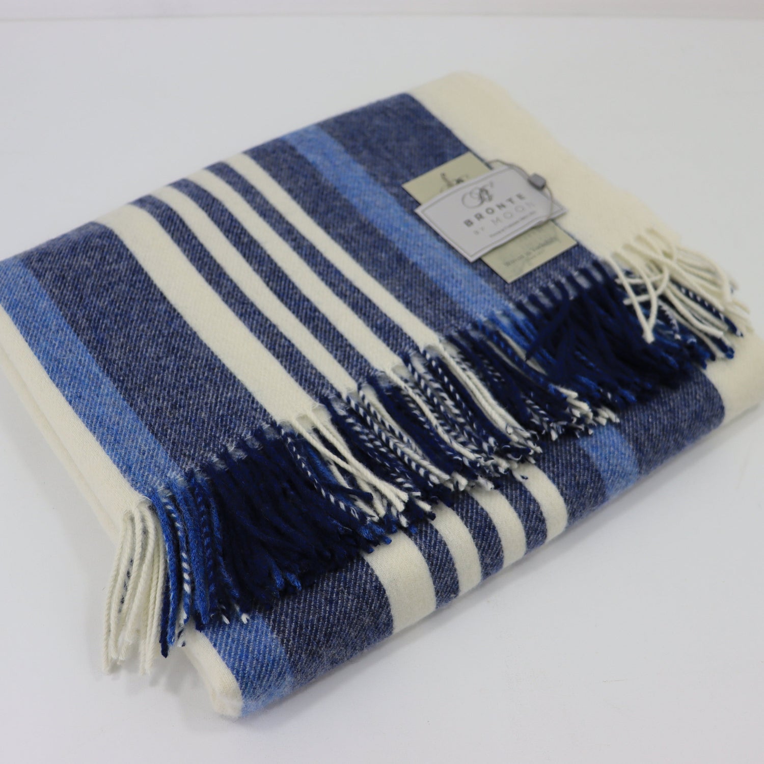 Bronte by Moon Whitstable Wool Throw Harbour Blue 185cm x 145cm